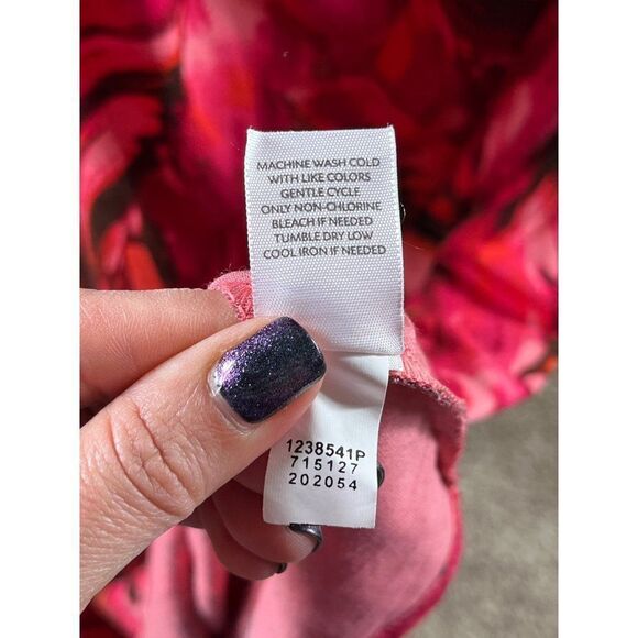 J. Jill Wearever Collection Collared Faux Wrap Feather Print Dress Petite Medium - Picture 8 of 9